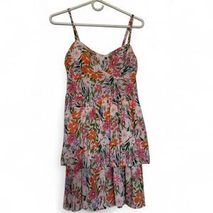 AUW Women's Floral Dress Size Large 80s Coquette Cottage Party Sundress Pop